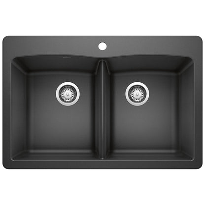 BLANCO 440220 Diamond Equal Double Dual Mount Kitchen Sink - Anthracite