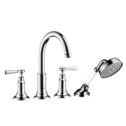 AXOR Montreux 4-Hole Roman Tub Set Trim with Lever Handles and 1.8 GPM Handshower