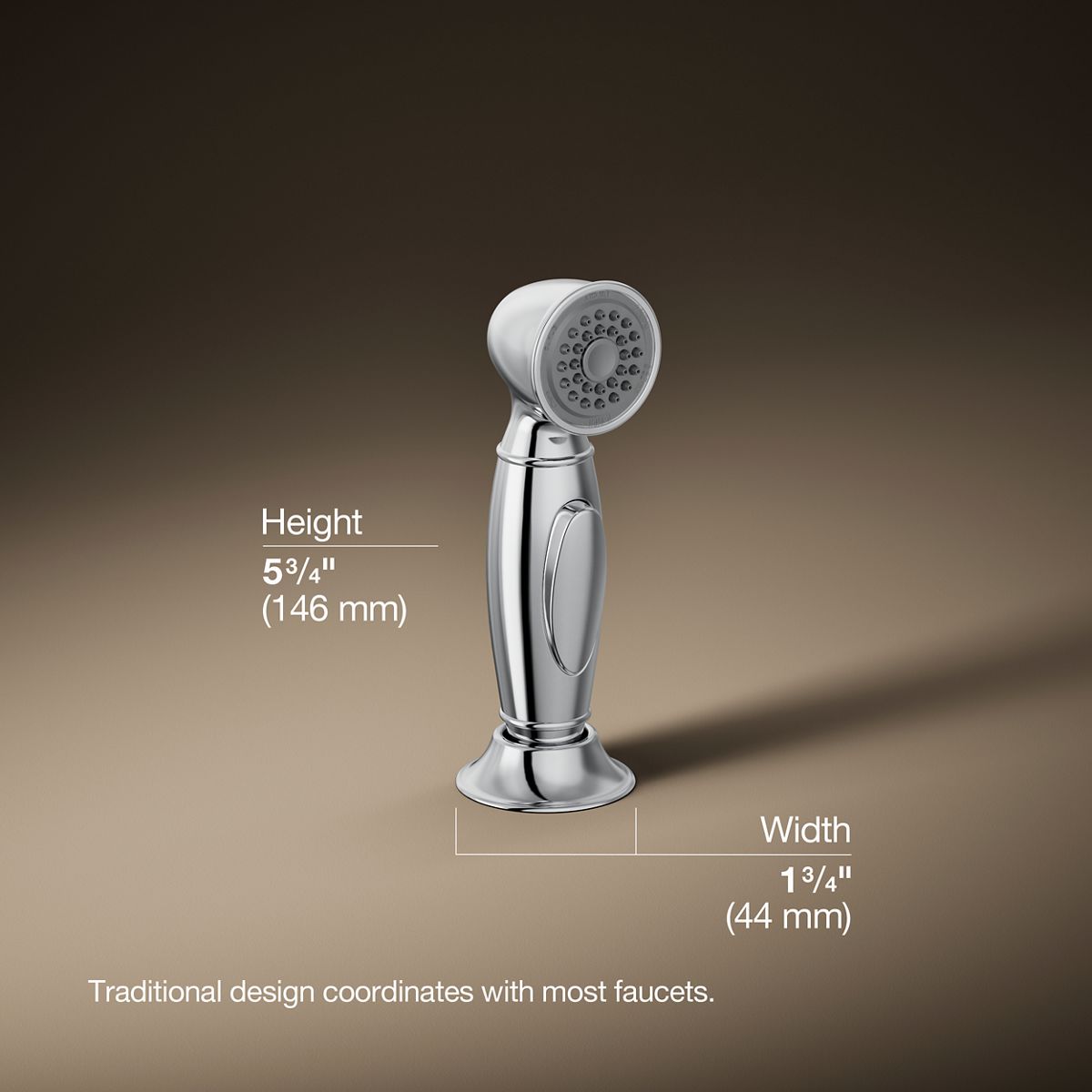 3/4 view of product with dimensions