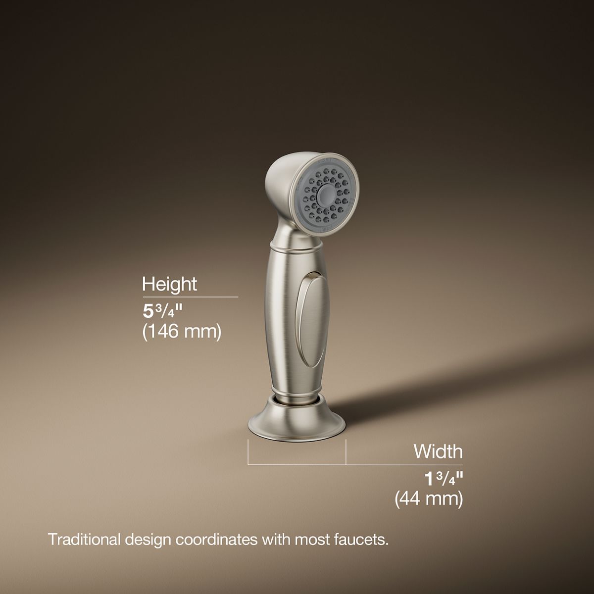 3/4 view of product with dimensions