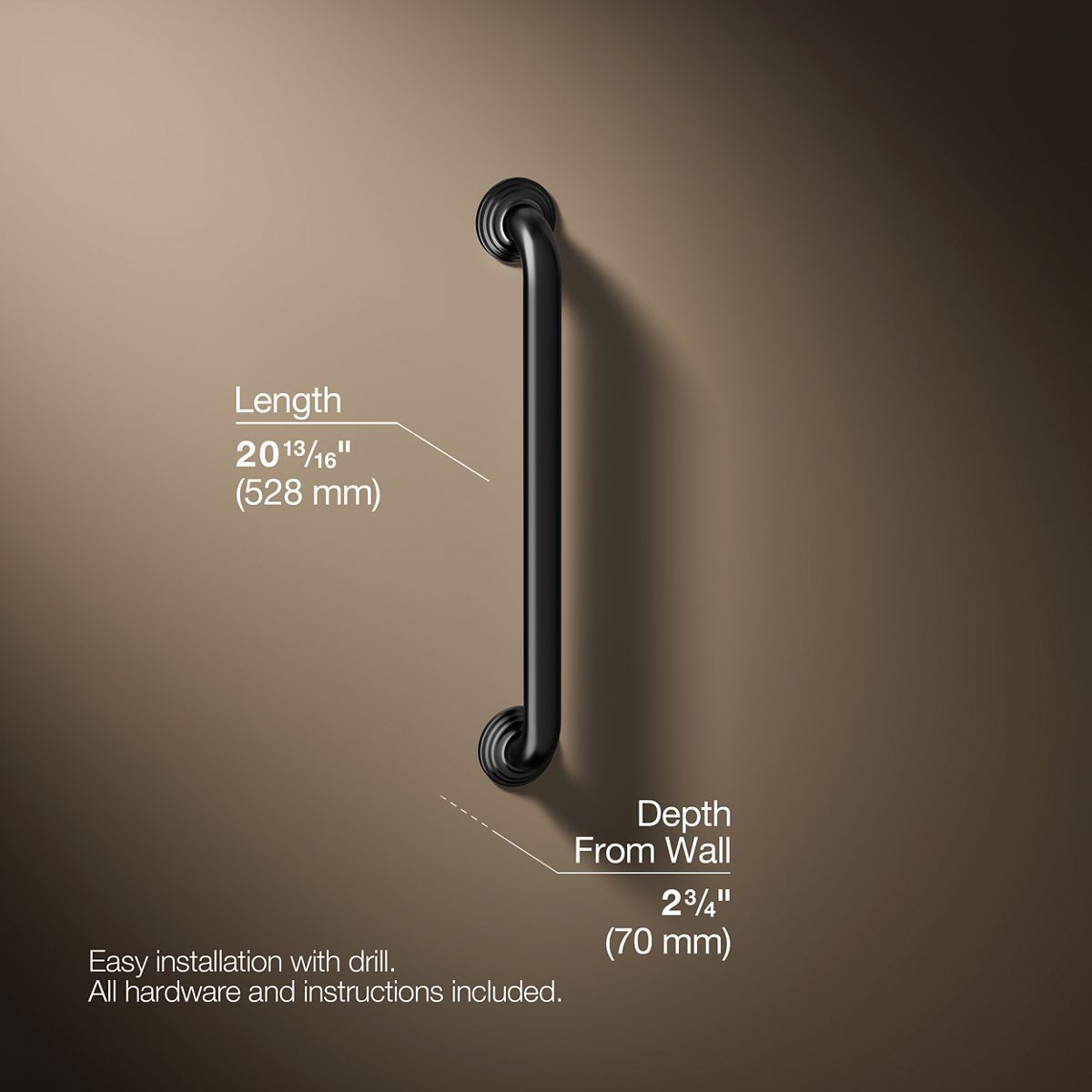 3/4 view of product with dimensions