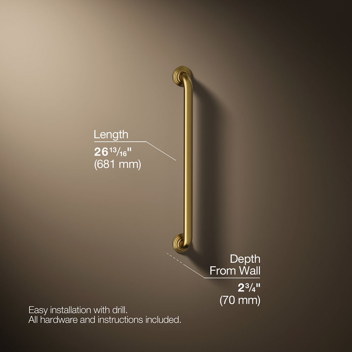 3/4 view of product with dimensions