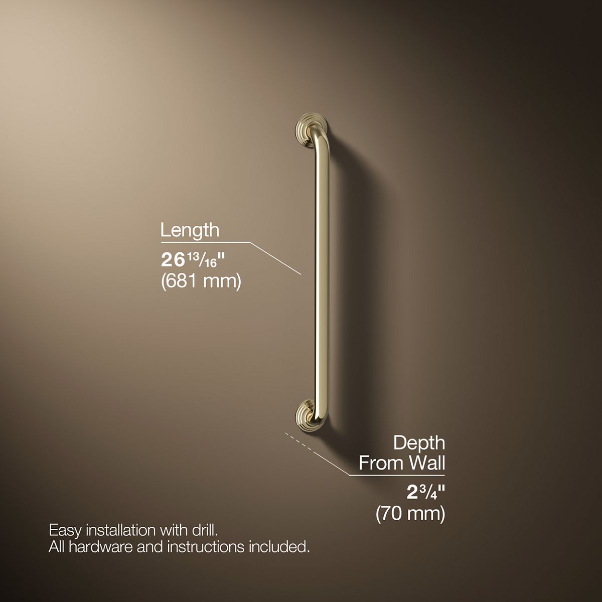 3/4 view of product with dimensions