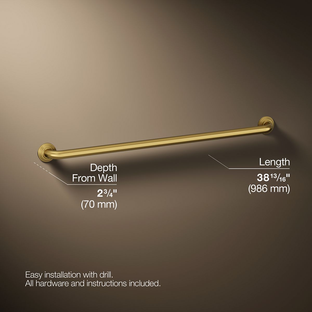 3/4 view of product with dimensions