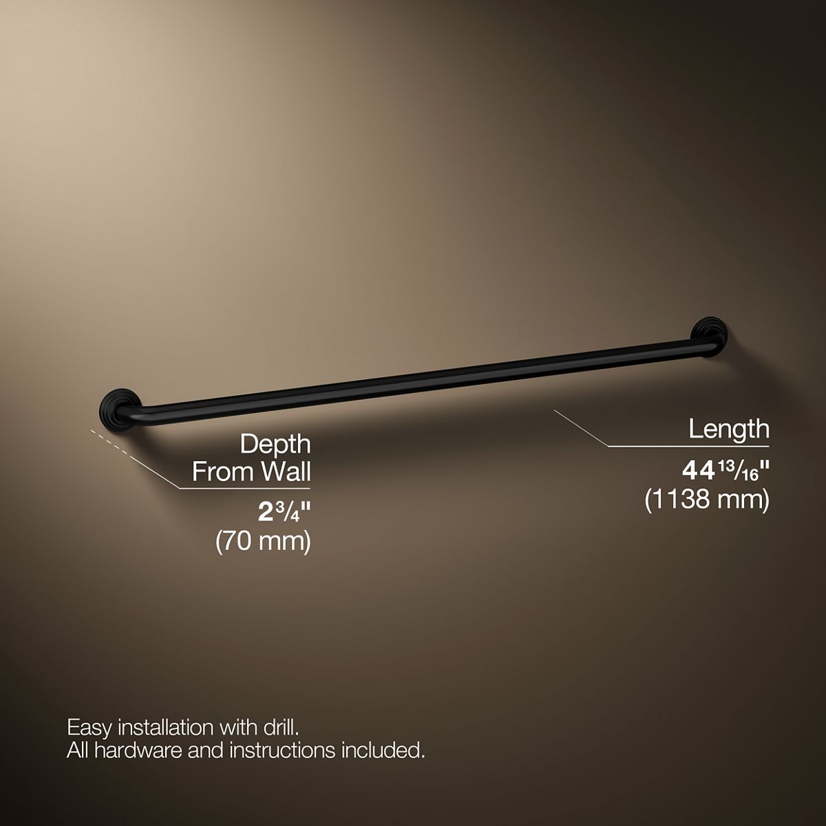 3/4 view of product with dimensions