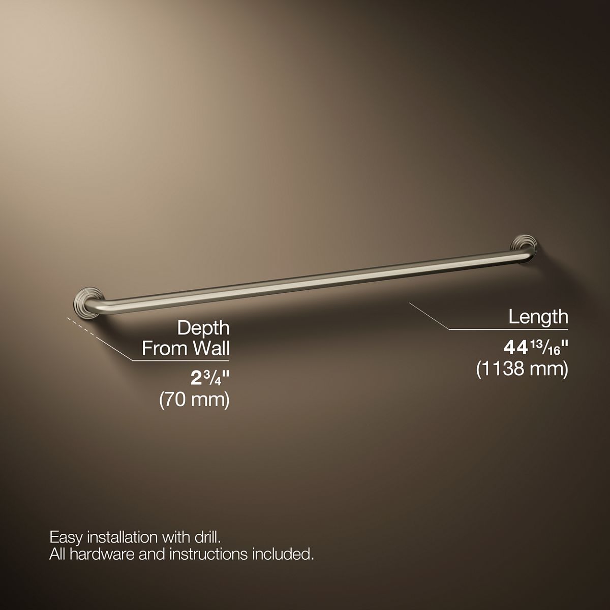 3/4 view of product with dimensions
