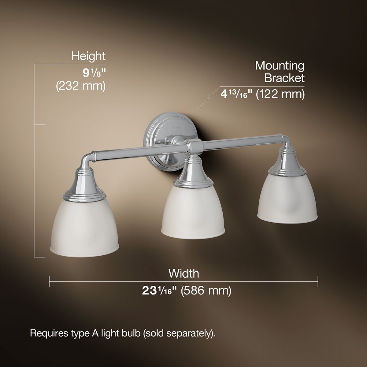 3/4 view of product with dimensions