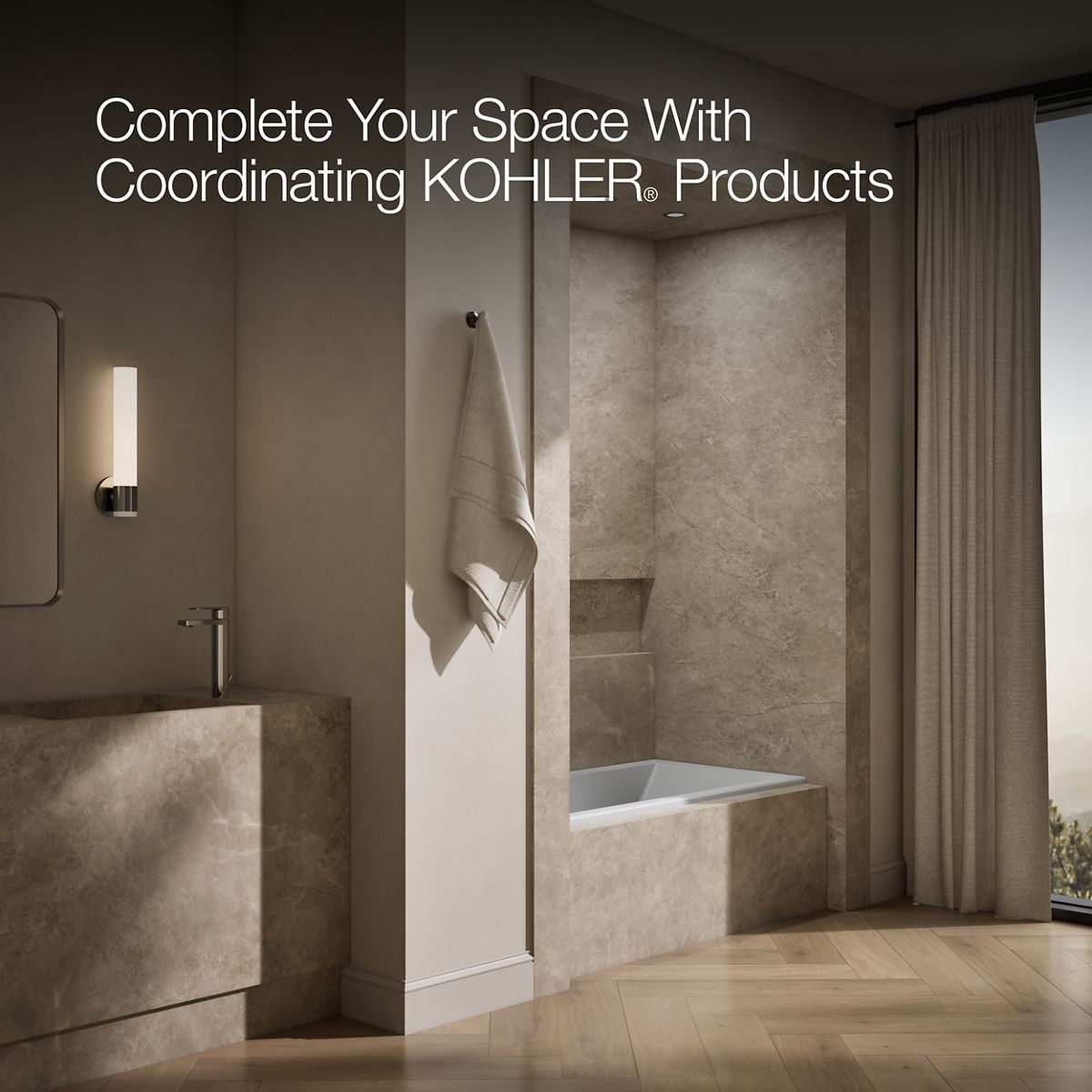 KOHLER K-1121-LW Underscore 60" x 30" alcove bath with Bask heated surface, left drain