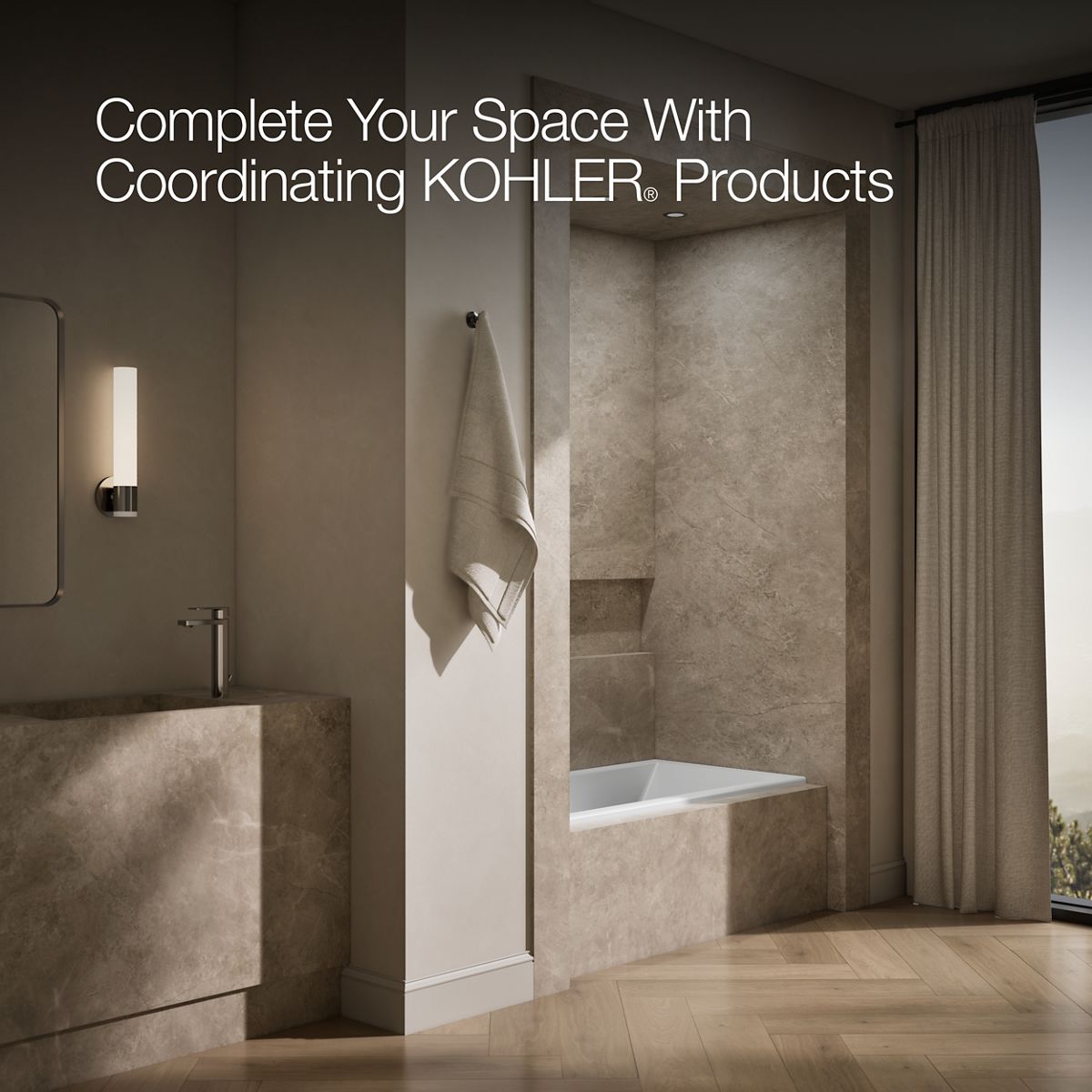 KOHLER K-1121-LW Underscore 60" x 30" alcove bath with Bask heated surface, left drain