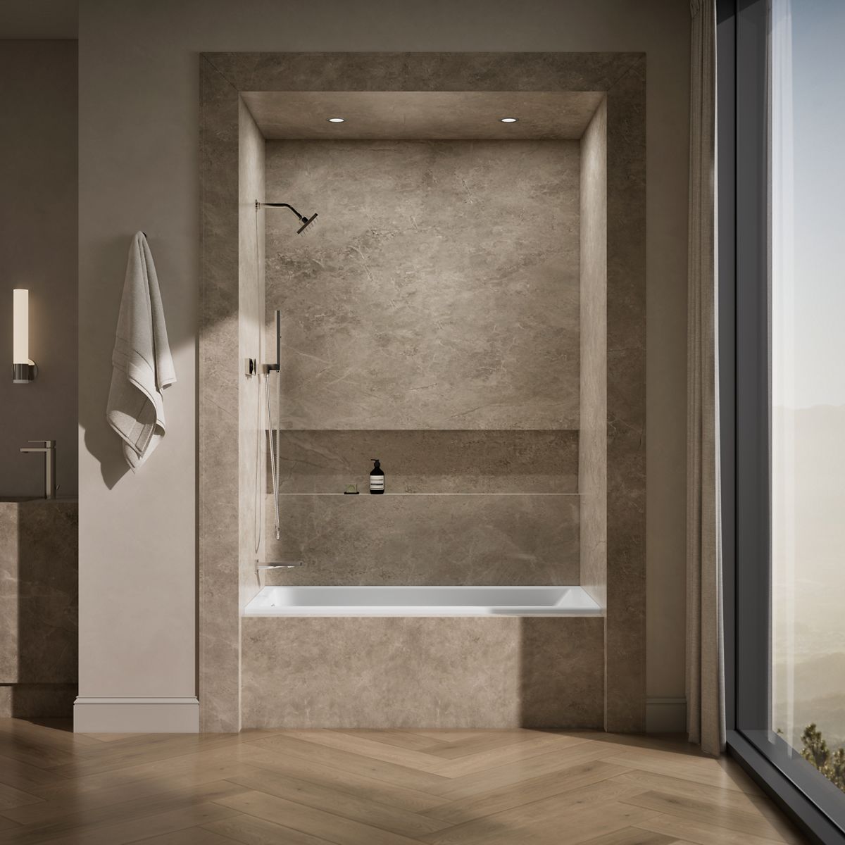KOHLER K-1121-LW Underscore 60" x 30" alcove bath with Bask heated surface, left drain