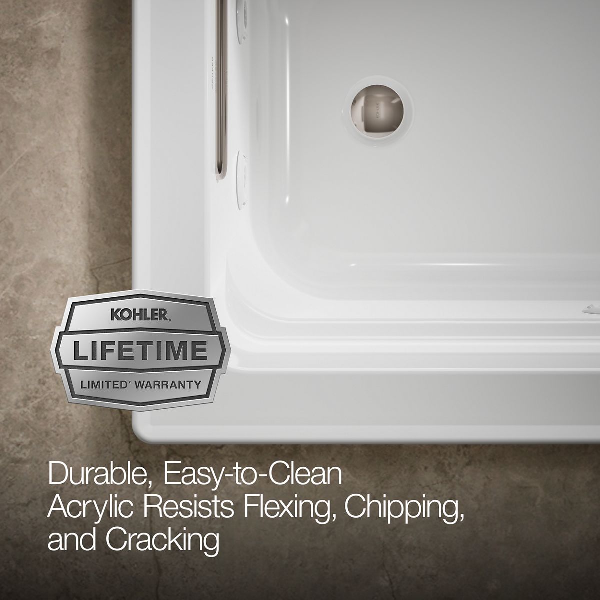 KOHLER K-1122 Archer 60" x 32" drop-in whirlpool bath