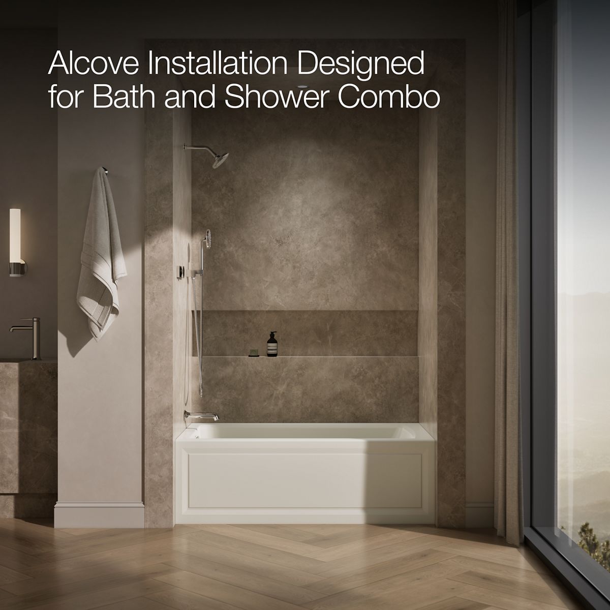 KOHLER K-1122-GHLA Archer 60" x 32" alcove Heated BubbleMassage air bath, left drain