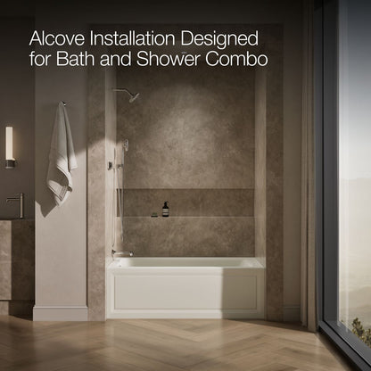 KOHLER K-1122-GHLA Archer 60" x 32" alcove Heated BubbleMassage air bath, left drain