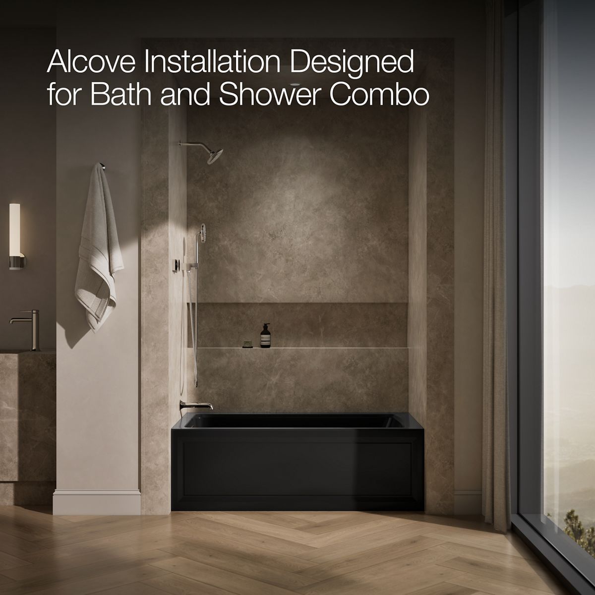 KOHLER K-1122-GHLA Archer 60" x 32" alcove Heated BubbleMassage air bath, left drain