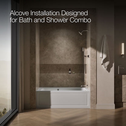 KOHLER K-1122-GHRAW Archer 60" x 32" alcove Heated BubbleMassage air bath with Bask heated surface, right drain