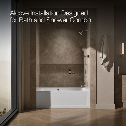 KOHLER K-1122-GHRAW Archer 60" x 32" alcove Heated BubbleMassage air bath with Bask heated surface, right drain