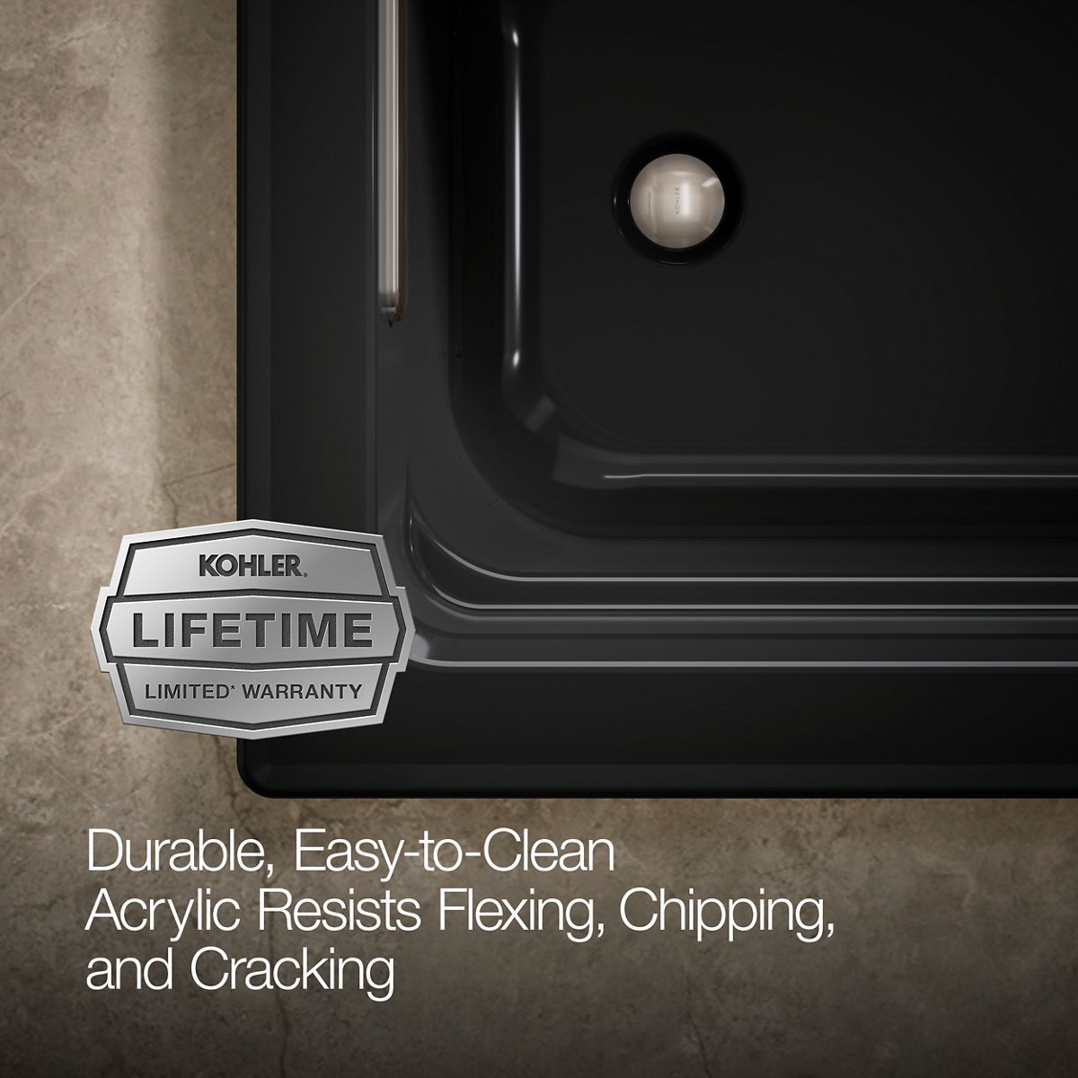 KOHLER K-1122-GHW Archer 60" x 32" drop-in Heated BubbleMassage air bath with Bask heated surface