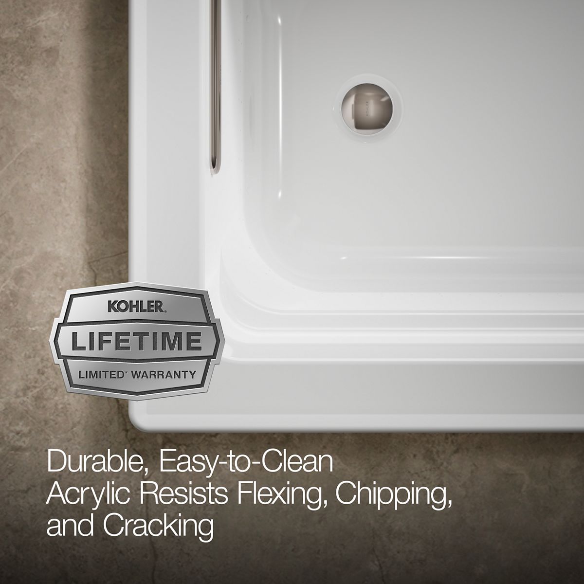 KOHLER K-1122-GHW Archer 60" x 32" drop-in Heated BubbleMassage air bath with Bask heated surface