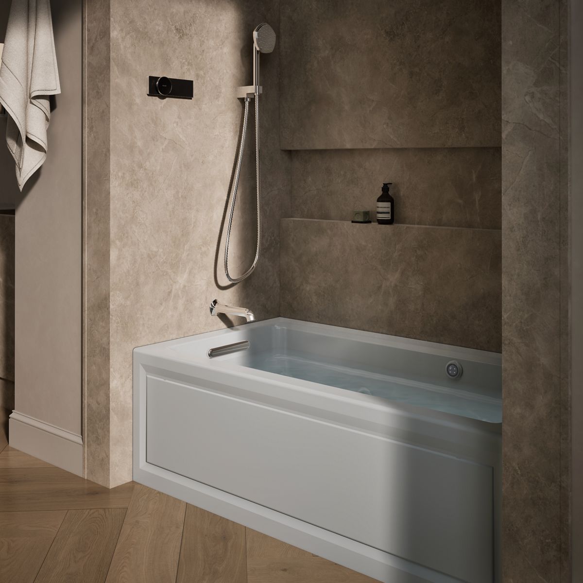 KOHLER K-1122-LAW Archer 60" x 32" alcove whirlpool bath with Bask heated surface, alcove left drain