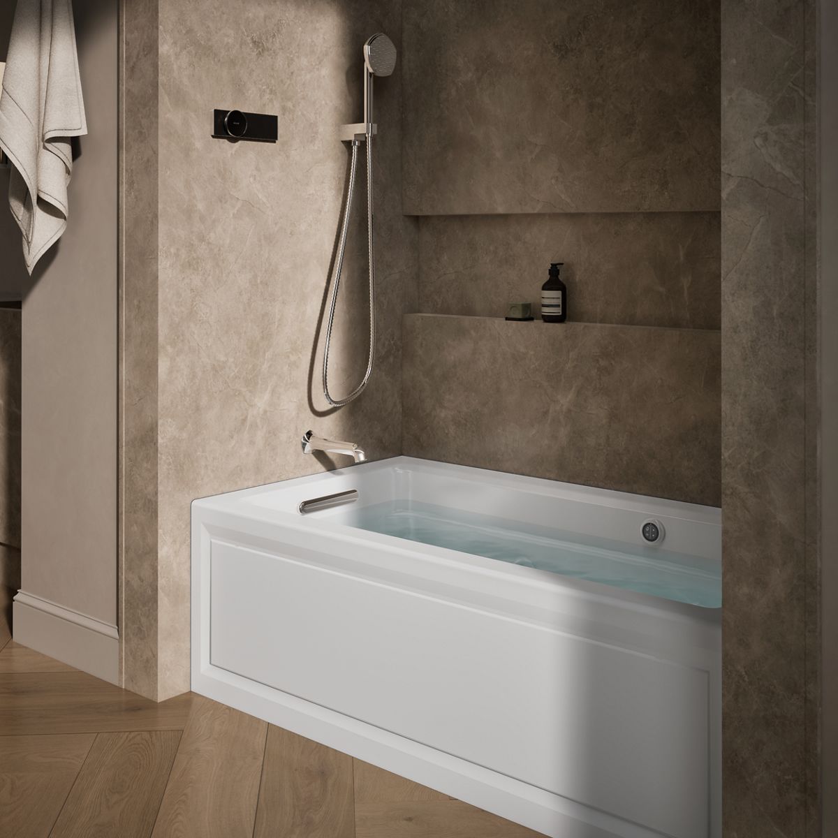 KOHLER K-1122-LAW Archer 60" x 32" alcove whirlpool bath with Bask heated surface, alcove left drain