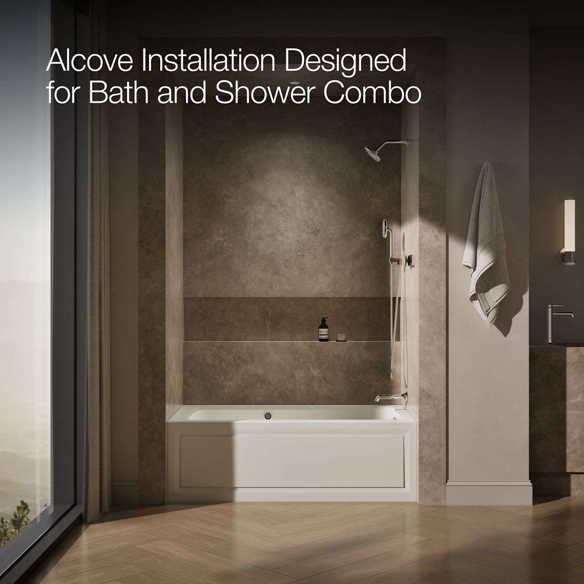 KOHLER K-1122-RAW Archer 60" x 32" alcove whirlpool bath with Bask heated surface, right drain