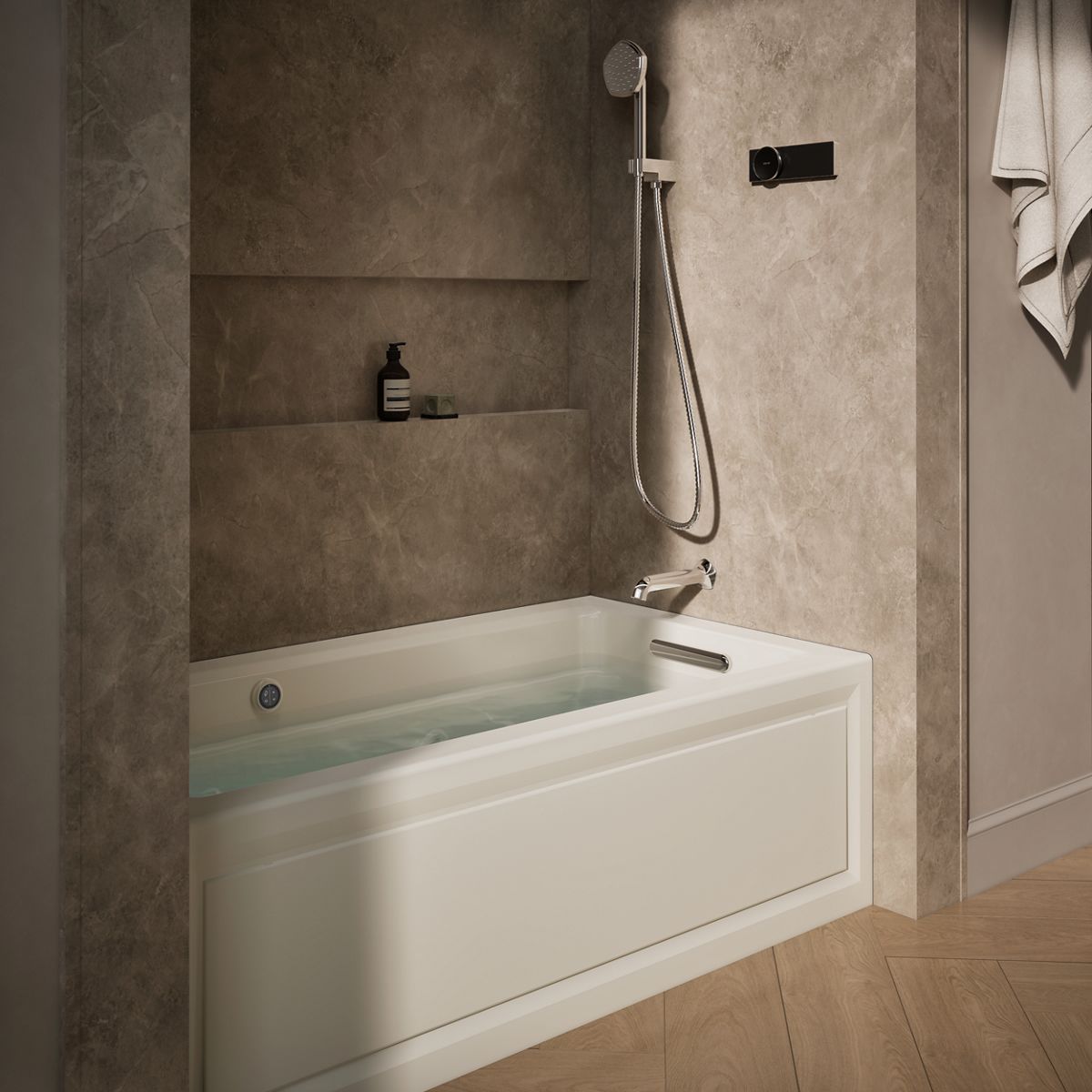 KOHLER K-1122-RAW Archer 60" x 32" alcove whirlpool bath with Bask heated surface, right drain