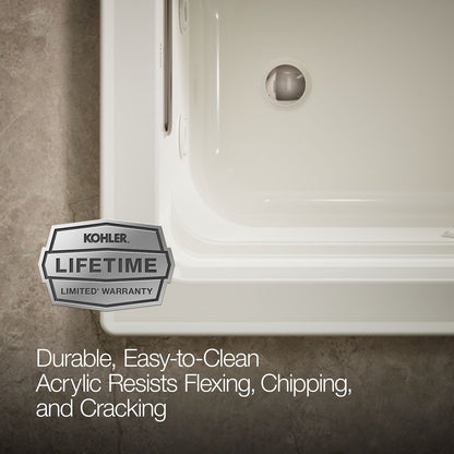 KOHLER K-1122-W1 Archer 60" x 32" drop-in whirlpool bath with and Bask heated surface