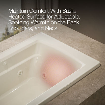 KOHLER K-1122-W1 Archer 60" x 32" drop-in whirlpool bath with and Bask heated surface