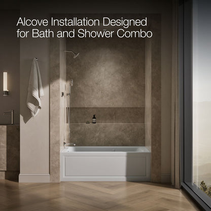 KOHLER K-1122-XGHLA Archer 60" x 32" alcove Heated BubbleMassage air bath and whirlpool, left drain