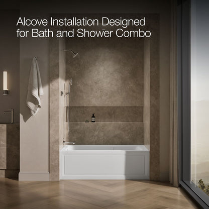 KOHLER K-1122-XGHLA Archer 60" x 32" alcove Heated BubbleMassage air bath and whirlpool, left drain