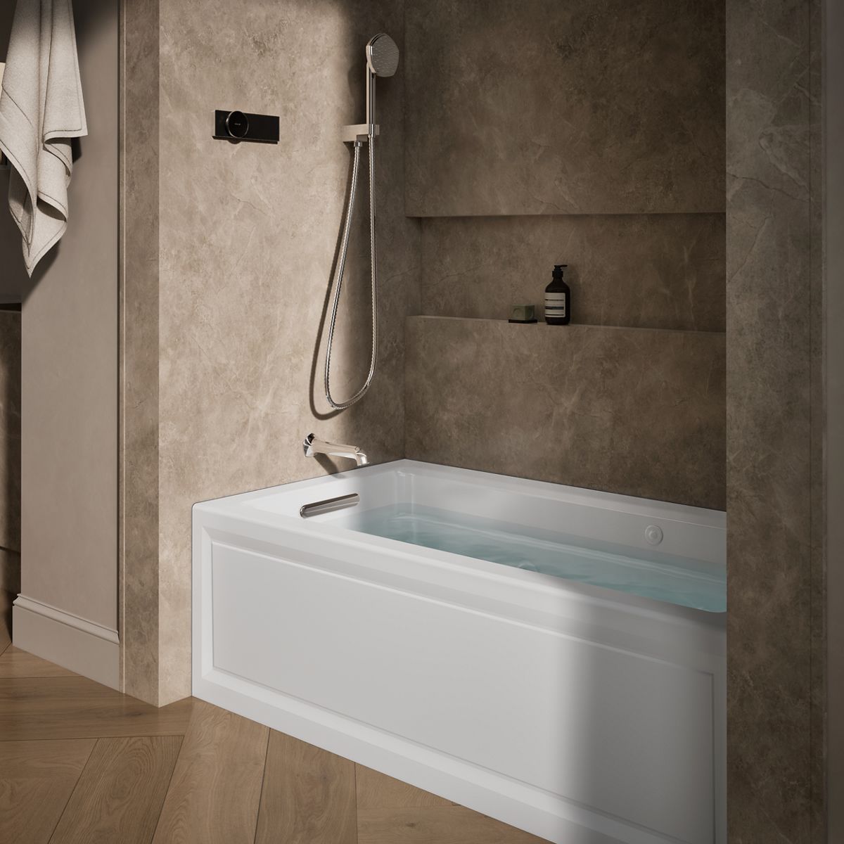 KOHLER K-1122-XGHLA Archer 60" x 32" alcove Heated BubbleMassage air bath and whirlpool, left drain