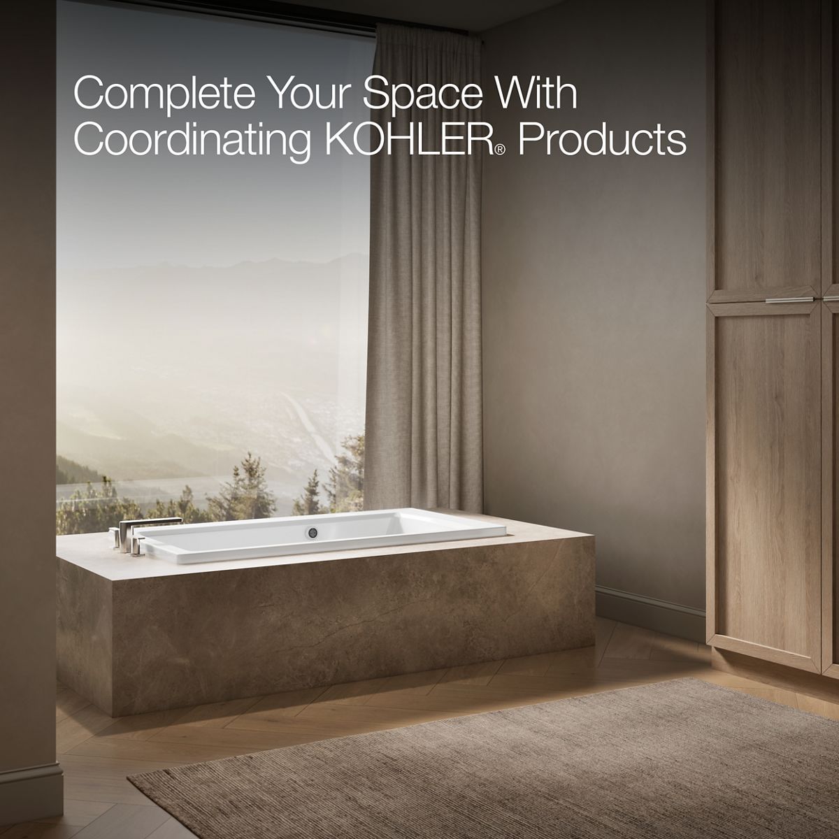 KOHLER K-1123-W1 Archer 60" x 32" drop-in bath with Bask heated surface
