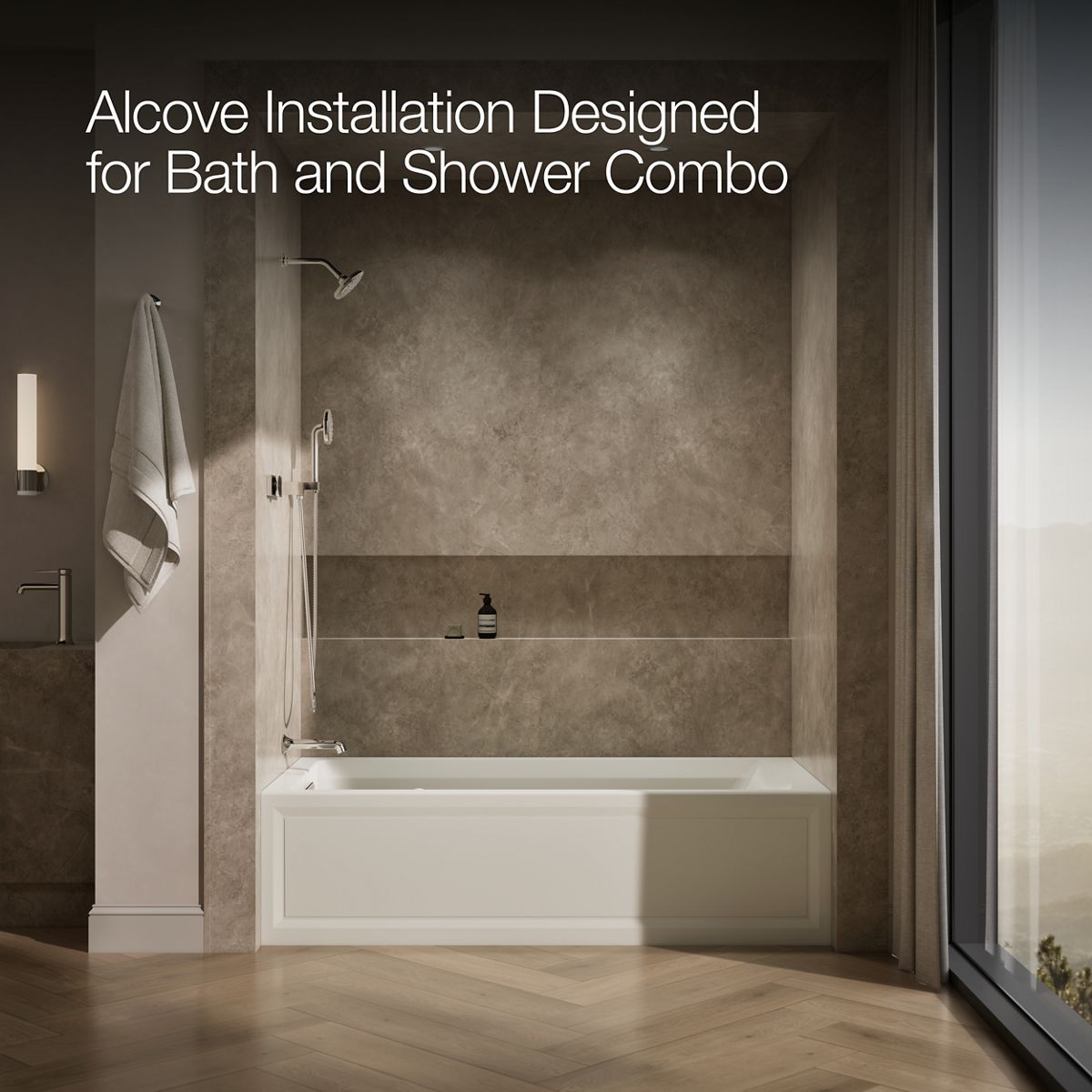 KOHLER K-1124-GHLA Archer 72" x 36" alcove Heated BubbleMassage air bath, left drain