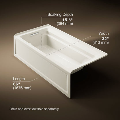KOHLER K-1124-GHLA Archer 72" x 36" alcove Heated BubbleMassage air bath, left drain