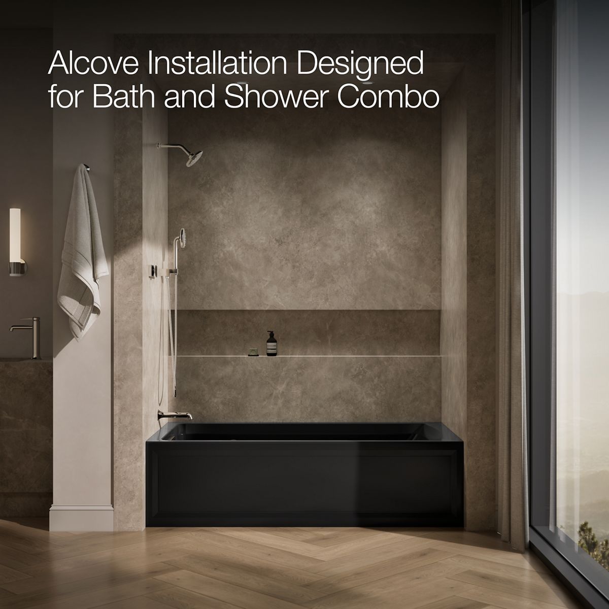 KOHLER K-1124-GHLA Archer 72" x 36" alcove Heated BubbleMassage air bath, left drain