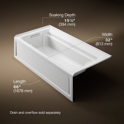 KOHLER K-1124-GHLA Archer 72" x 36" alcove Heated BubbleMassage air bath, left drain
