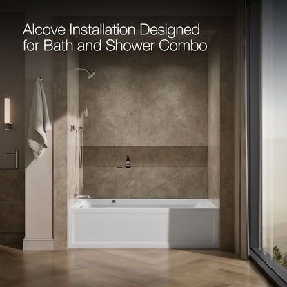 KOHLER K-1124-GHLAW Archer 72" x 36" alcove Heated BubbleMassage air bath with Bask heated surface, left drain