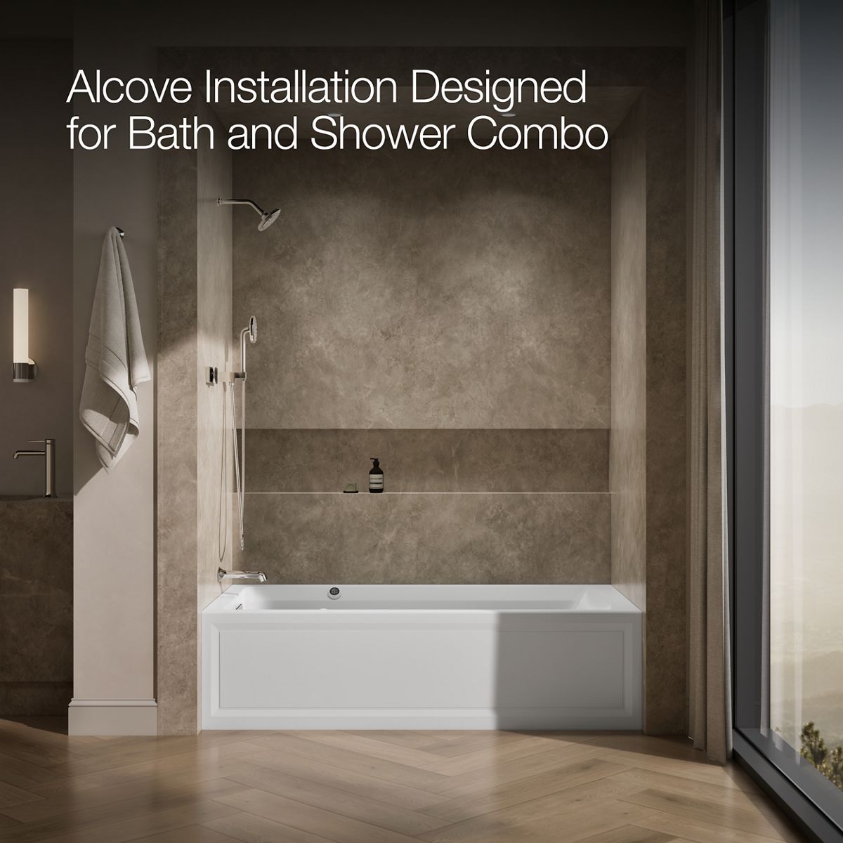 KOHLER K-1124-GHLAW Archer 72" x 36" alcove Heated BubbleMassage air bath with Bask heated surface, left drain