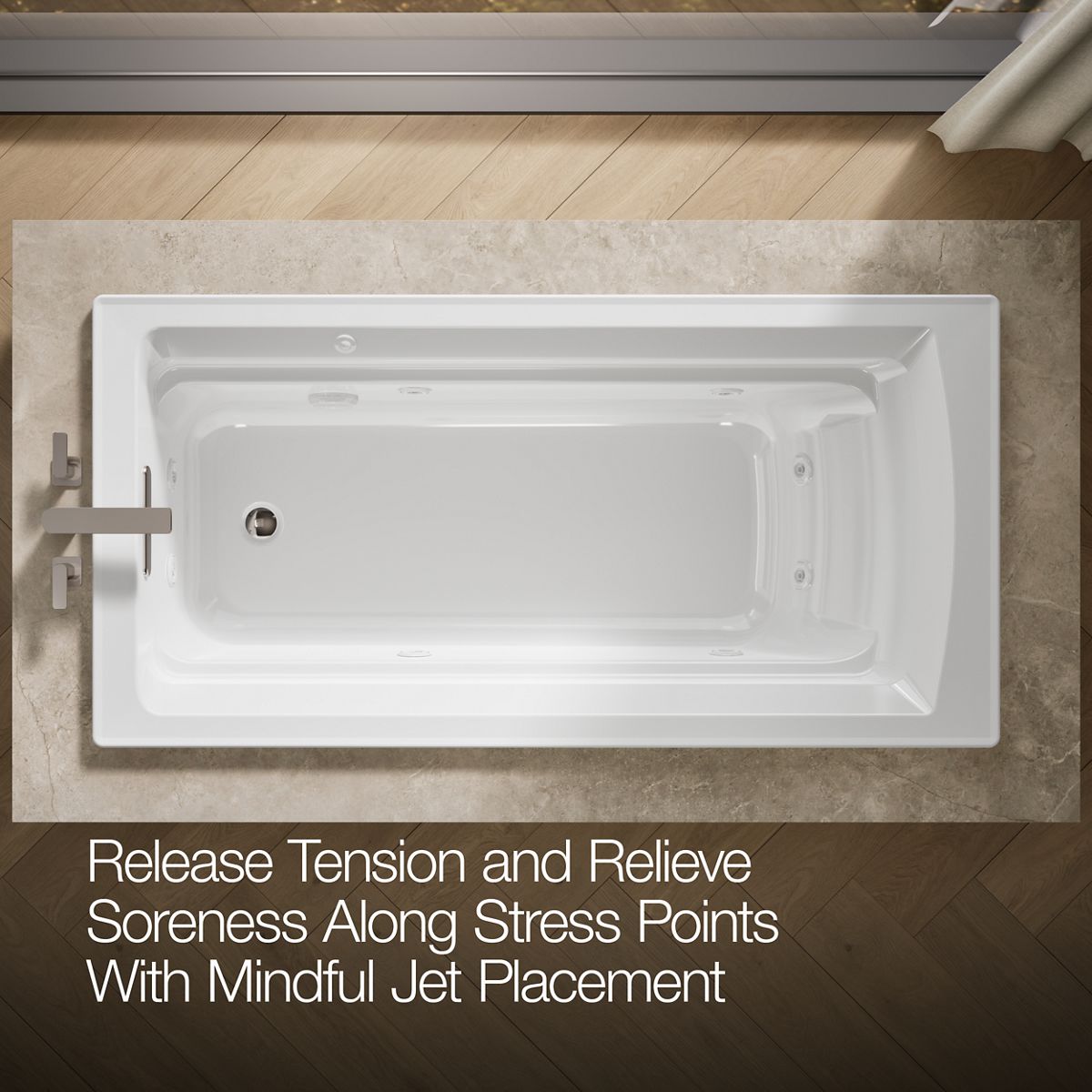KOHLER K-1124-H Archer 72" x 36" drop-in heated whirlpool bath