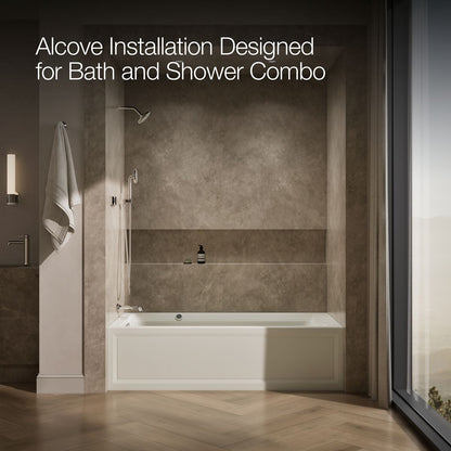 KOHLER K-1124-LAW Archer 72" x 36" alcove whirlpool bath with Bask heated surface, left drain