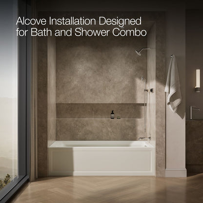 KOHLER K-1124-RA Archer 72" x 36" alcove whirlpool bath, right drain