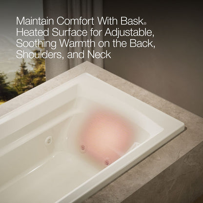 KOHLER K-1124-W1 Archer 72" x 36" drop-in whirlpool bath with Bask heated surface