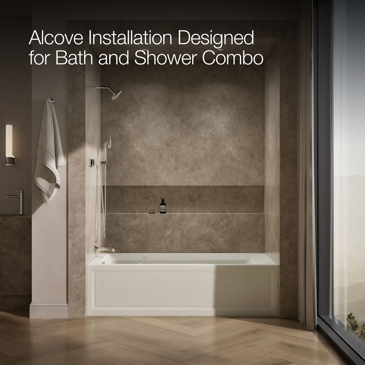 KOHLER K-1124-XGHLA Archer 72" x 36" alcove Heated BubbleMassage air bath and whirlpool, left drain
