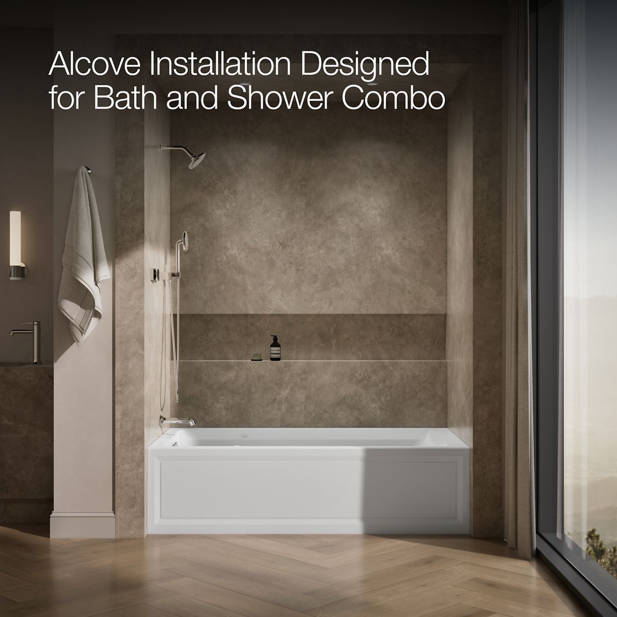 KOHLER K-1124-XGHLA Archer 72" x 36" alcove Heated BubbleMassage air bath and whirlpool, left drain