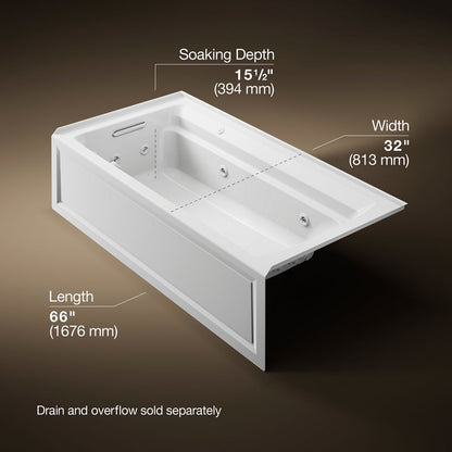 KOHLER K-1124-XGHLA Archer 72" x 36" alcove Heated BubbleMassage air bath and whirlpool, left drain