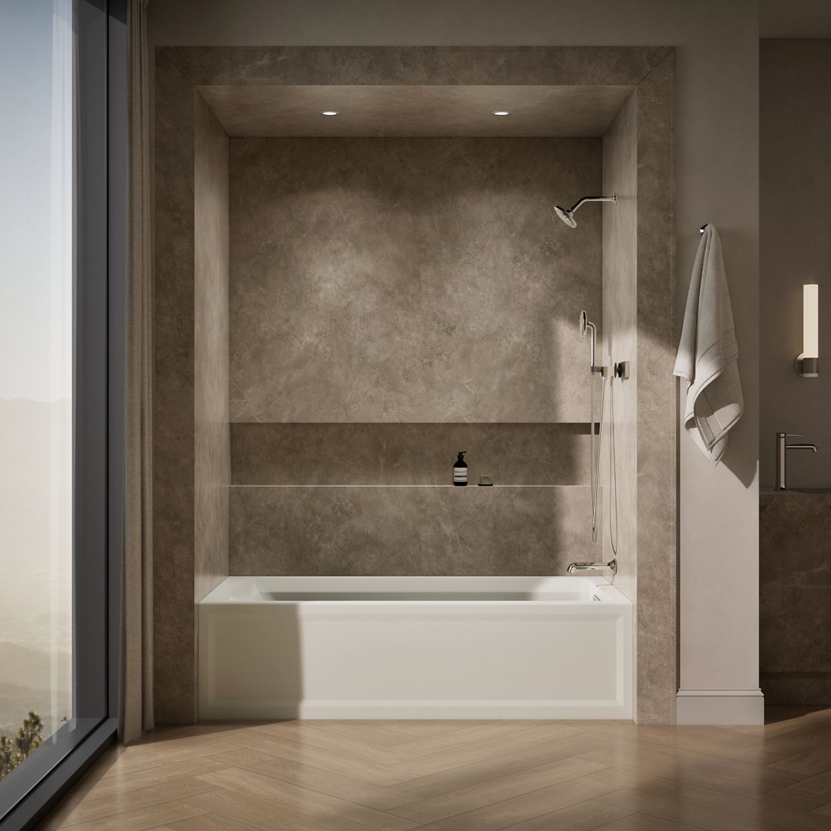 KOHLER K-1125-RAW Archer 72" x 36" alcove bath with Bask heated surface, alcove, right drain