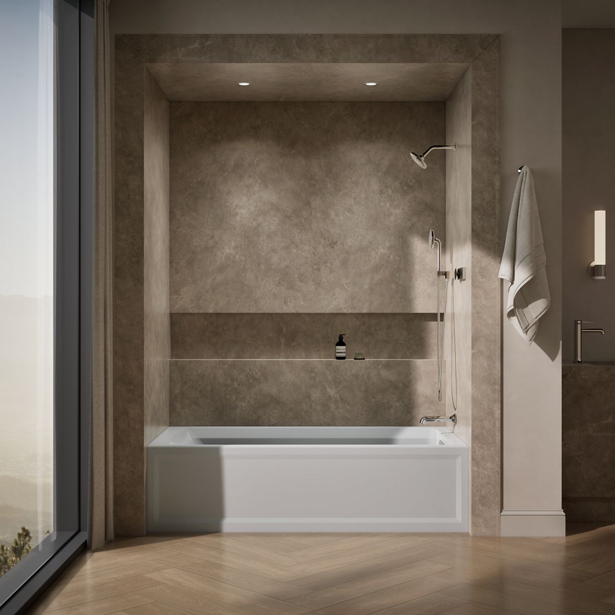 KOHLER K-1125-RAW Archer 72" x 36" alcove bath with Bask heated surface, alcove, right drain