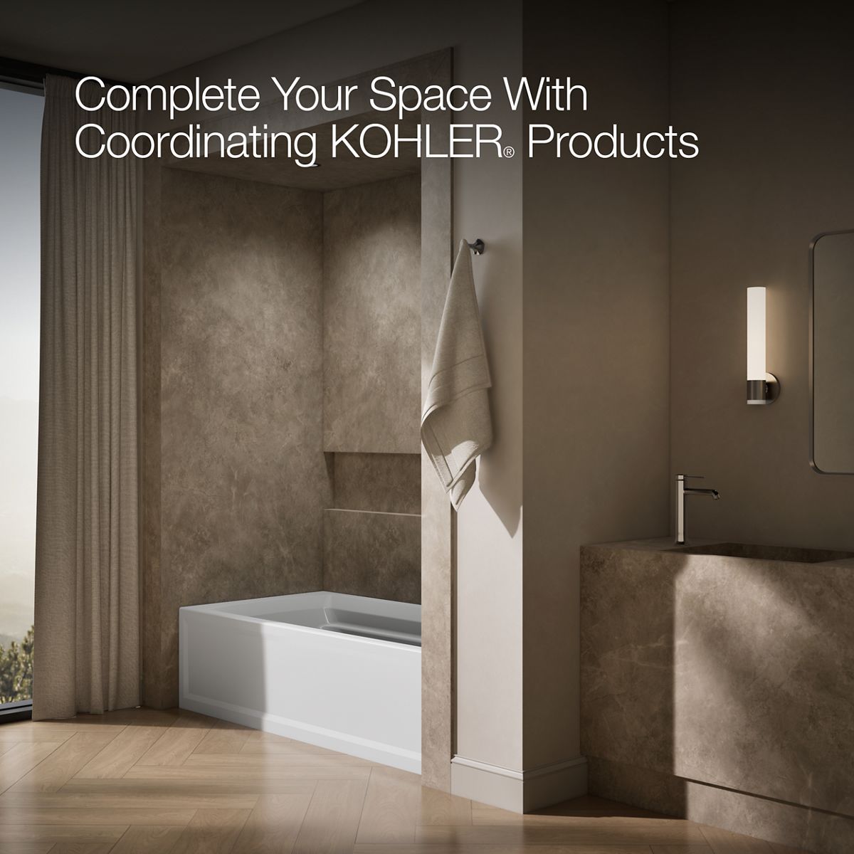 KOHLER K-1125-RAW Archer 72" x 36" alcove bath with Bask heated surface, alcove, right drain