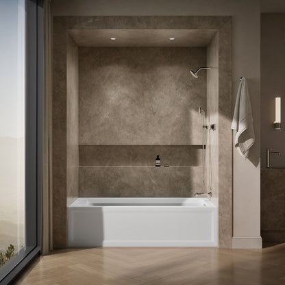 KOHLER K-1125-RAW Archer 72" x 36" alcove bath with Bask heated surface, alcove, right drain