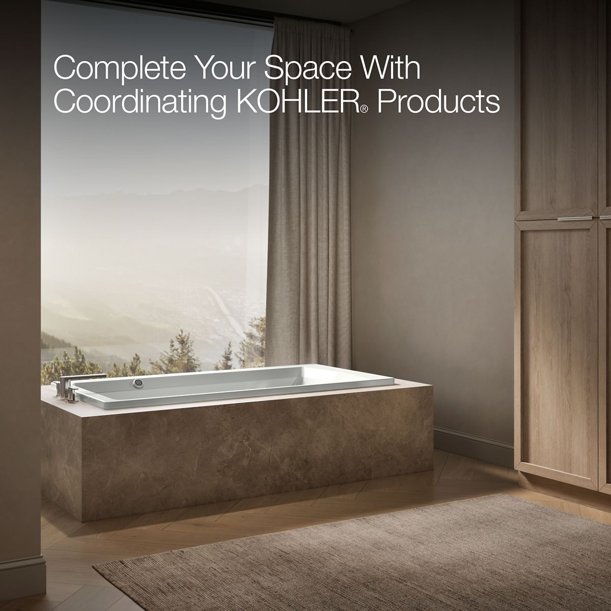 KOHLER K-1125-W1 Archer 72" x 36" drop-in bath with Bask heated surface